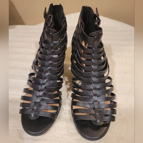Black Strappy Women's Heels - Picture 4 of 9